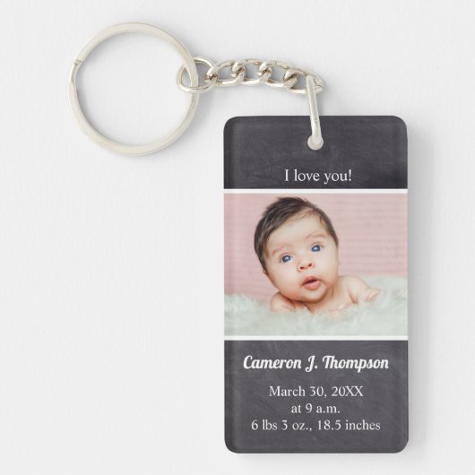 ベビーカスタム写真の誕生のお知らせ キーホルダー (正面)
