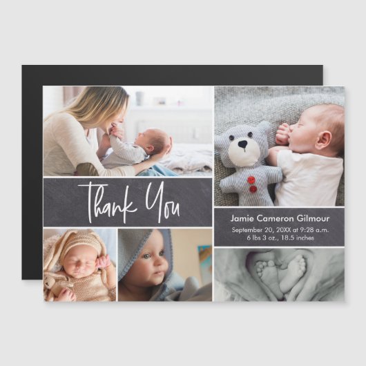 ベビーカスタム写真コラージュ誕生スタットハンドレット (正面/裏面)