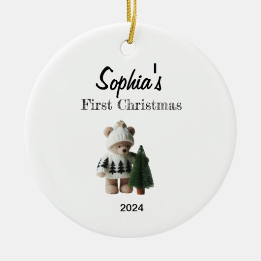 ベビーカスタム初めてのクリスマスバウブル セラミックオーナメント (正面)