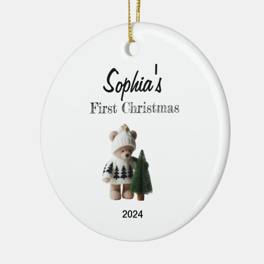 ベビーカスタム初めてのクリスマスバウブル セラミックオーナメント (左)