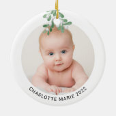 ベビーカスタム名フォトクリスマスウォーター色 セラミックオーナメント (裏面)