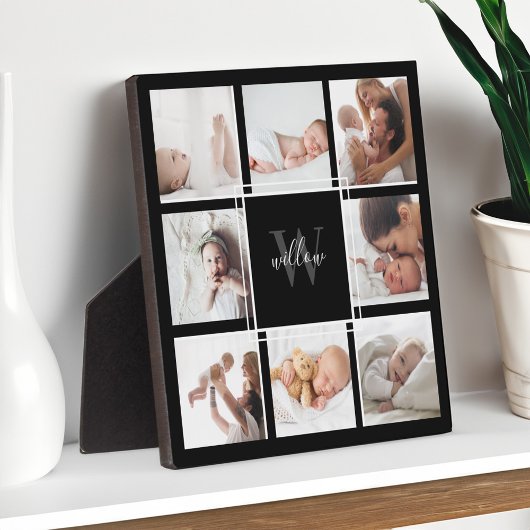 ベビーカスタム名&モノグラムフォトコラージーブラック フォトプラーク