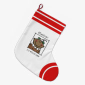 ベビーカスタム第1回クリスマスダークスキンベビー顔 ラージクリスマスストッキング (正面 (吊り時))