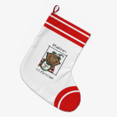 ベビーカスタム第1回クリスマスダークスキンベビー顔 ラージクリスマスストッキング (正面 (吊り時))