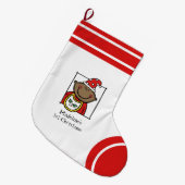ベビーカスタム第1回クリスマスダークスキンベビー顔 ラージクリスマスストッキング (正面 (吊り時))