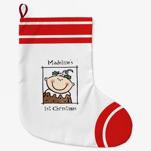 ベビーカスタム第1回クリスマスライトスキンベビー顔 ラージクリスマスストッキング (正面)