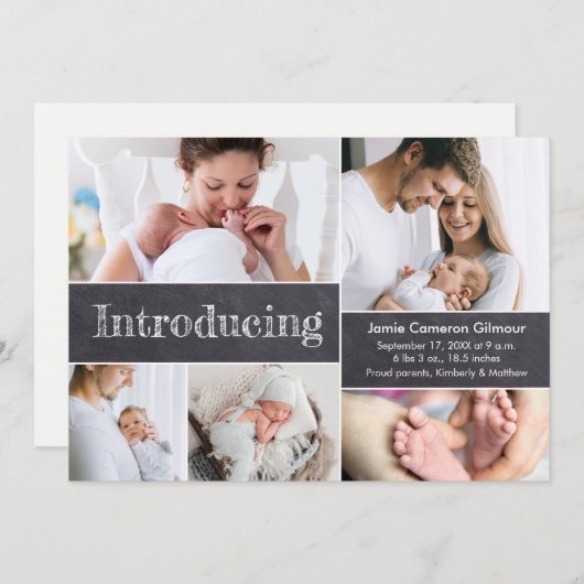 ベビーカスタム誕生状態の紹介フォトコラージュ 案内状 (正面/裏面)