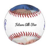 ベビーカスタム誕生発表統計生まれたばかりの写真 野球ボール (裏面)