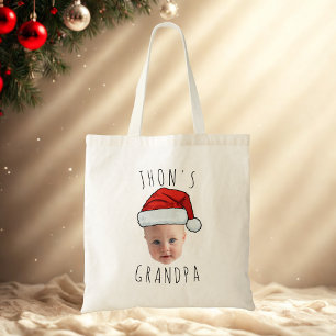ベビーカスタム顔サンタハットクリスマスフォト トートバッグ