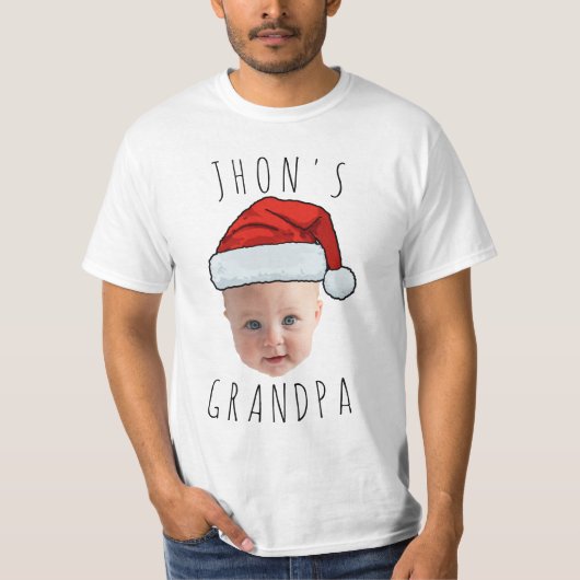ベビーカスタム顔サンタハットクリスマスフォト Tシャツ (正面)