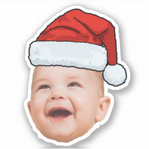 ベビーカスタム顔フォトサンタハットクリスマス シール