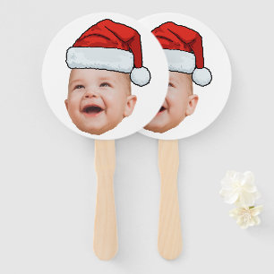 ベビーカスタム顔フォトサンタハットクリスマス ハンドファン