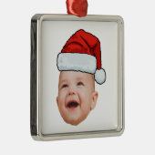 ベビーカスタム顔フォトサンタハットクリスマス メタルオーナメント (右)