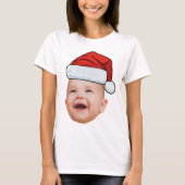 ベビーカスタム顔フォトサンタハットクリスマス Tシャツ (正面)