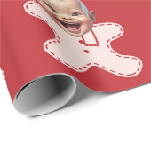 ベビーカスタム顔フォトジンジャーブレッドマンクリスマス ラッピングペーパー (ロールコーナー)