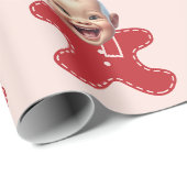 ベビーカスタム顔フォトジンジャーブレッドマンクリスマス ラッピングペーパー (ロールコーナー)