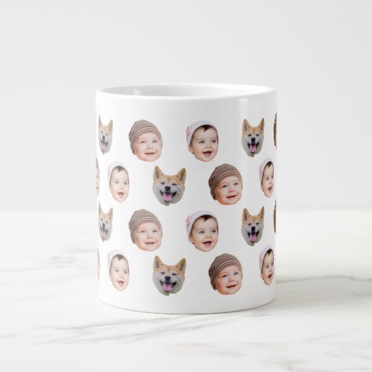 ベビーカスタム顔マググ、カスタム家族3枚の写真マググ ジャンボコーヒーマグカップ (正面)