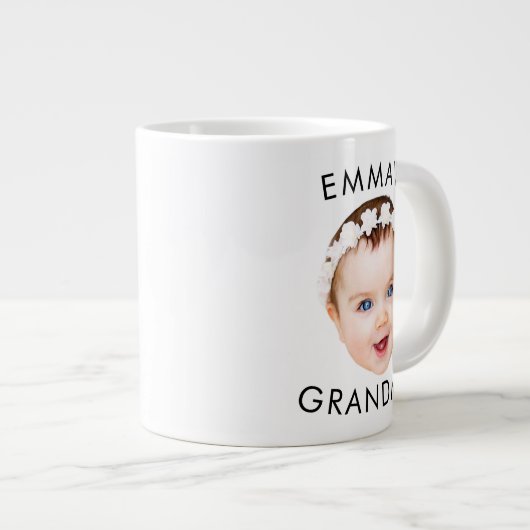 ベビーカスタム顔マグモマグランマグランドパ誕生日 ジャンボコーヒーマグカップ (正面右)