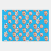 ベビーカスタム顔写真顔3枚の写真 ラッピングペーパーシート (正面3)