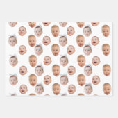 ベビーカスタム顔写真顔3枚の写真 ラッピングペーパーシート (正面2)