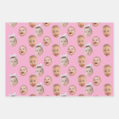 ベビーカスタム顔写真顔3枚の写真 ラッピングペーパーシート (正面)