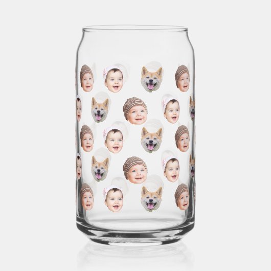 ベビーカスタム顔、カスタム家族3枚の写真 ガラス缶 (左)