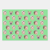 ベビーカスタム顔、カスタム家族3枚の写真 ラッピングペーパーシート (正面3)