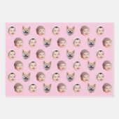 ベビーカスタム顔、カスタム家族3枚の写真 ラッピングペーパーシート (正面2)