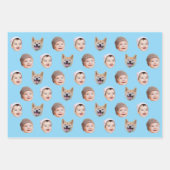 ベビーカスタム顔、カスタム家族3枚の写真 ラッピングペーパーシート (正面)