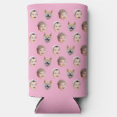 ベビーカスタム顔、カスタム家族3枚フォトピンク スリム缶クーラー (正面)