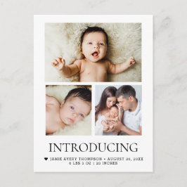 ベビーカスタム3枚の写真モダンハート ポストカード