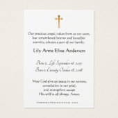 ベビーカトリック葬儀記念聖札 –  (裏面)