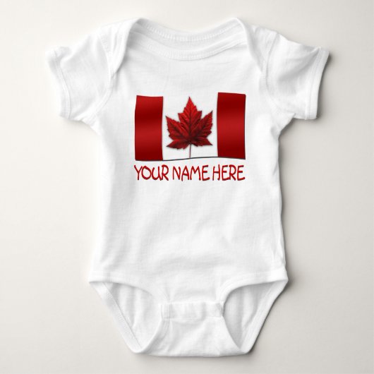 ベビーカナダ国旗のお土産ワンピースベビーボディスーツ ベビーボディスーツ (正面)