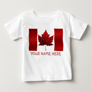 ベビーカナダ国旗オーガニック土産ワンピース ベビーTシャツ