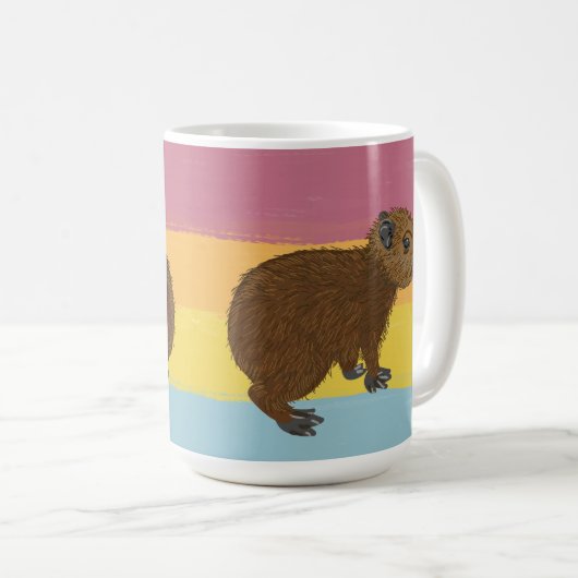 ベビーカピバラキュートイラストレーションストライプの コーヒーマグカップ (正面右)