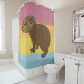 ベビーカピバラキュートイラストレーションストライプの シャワーカーテン (インサイチュ)