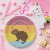 ベビーカピバラキュートイラストレーションストライプの ペーパープレート (パーティー)