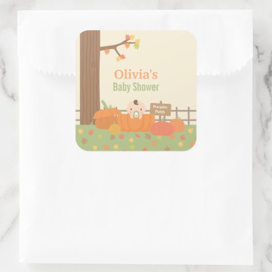 ベビーカボチャのパッチ赤ちゃんシャワーデコースティッカー スクエアシール (バッグ)