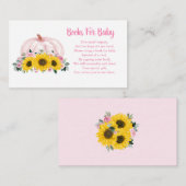 ベビーカボチャひまわりピンク赤ちゃんシャワー用の本 エンクロージャーカード (正面/裏面)