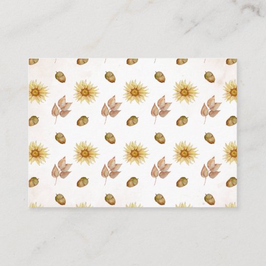 ベビーカボチャひまわり赤ちゃんシャワー用の本 エンクロージャーカード (裏面)