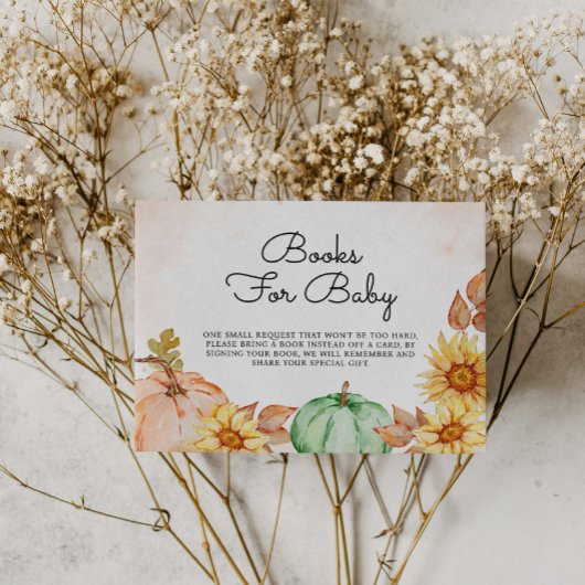 ベビーカボチャひまわり赤ちゃんシャワー用の本 エンクロージャーカード