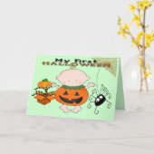 ベビーカボチャ私の最初のハロウィーングリーティングカード カード (黄色い花)