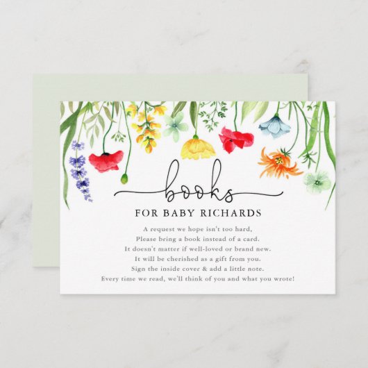 ベビーカラフルの花の赤ちゃんシャワー用の本 エンクロージャーカード (正面/裏面)