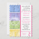 ベビーカラフルガール誕生日招待状 招待状 (裏面)