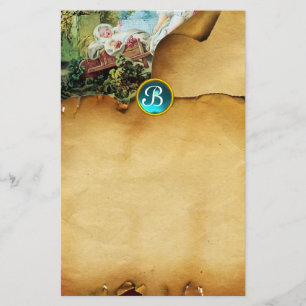 ベビーカラフルシャワーパーチメントブルージェムモノグラム 便箋