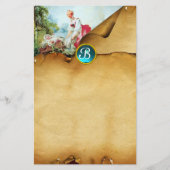 ベビーカラフルシャワーパーチメントブルージェムモノグラム 便箋 (正面)