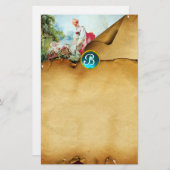 ベビーカラフルシャワーパーチメントブルージェムモノグラム 便箋 (正面/裏面)