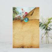 ベビーカラフルシャワーパーチメントブルージェムモノグラム 便箋 (スタンド正面)