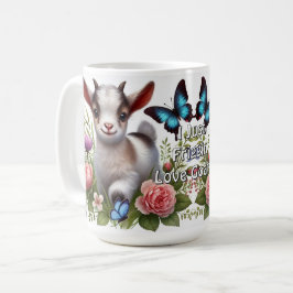 ベビーカラフルヤギと蝶と花 コーヒーマグカップ
