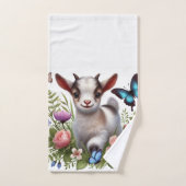 ベビーカラフルヤギと蝶と花 バスタオルセット (ハンドタオル)